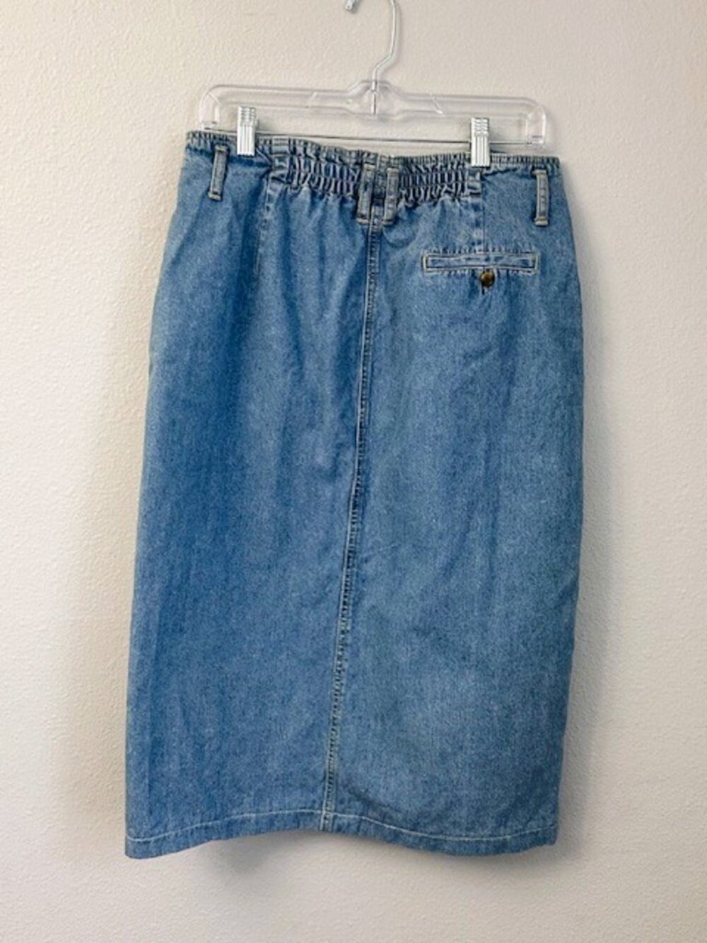 Vintage Gloria Vanderbilt Denim Midi Skirt Button Front Size 16 90s - Picture 4 of 12